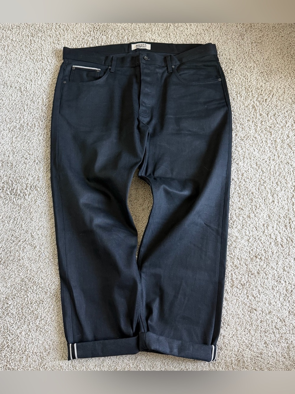 Naked & Famous Easy Guy Black Cobra Stretch Selvedge Denim Jeans